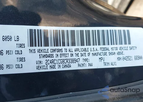 2012 Chrysler Town & Country Touring-L z USA, uszkodzony, nr VIN 2C4RC1CG8CR338947